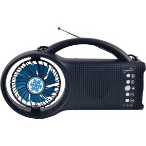 Ventilador de 3" y radio 2 en 1 con bluetooth y recargable
