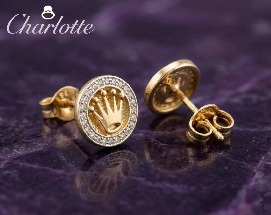 unnamed (2) Pendientes de Oro amarillo, con diseño de Coronas y Circonitas